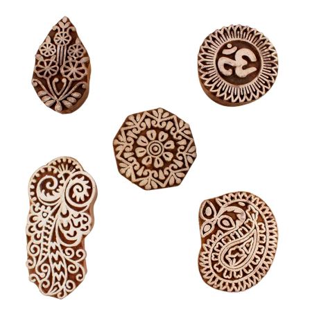 Set of 5 Piece New Mix Wooden Printing Blocks